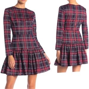 Alexia Admor Metallic Plaid Holiday Mini Dress Sz L EUC